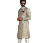 Handmade Banarasi Brocade Sherwani Achkan | Silver Blue Father Son Combo | Jaipurio